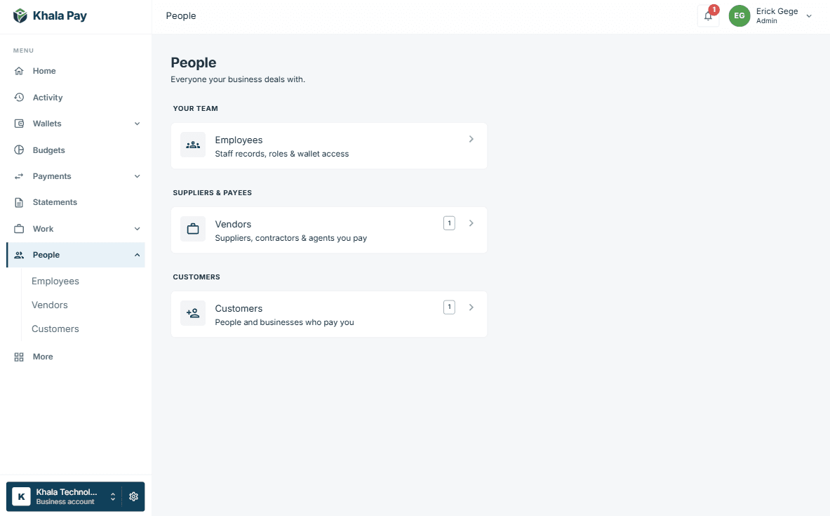 Khala Pay web app — People