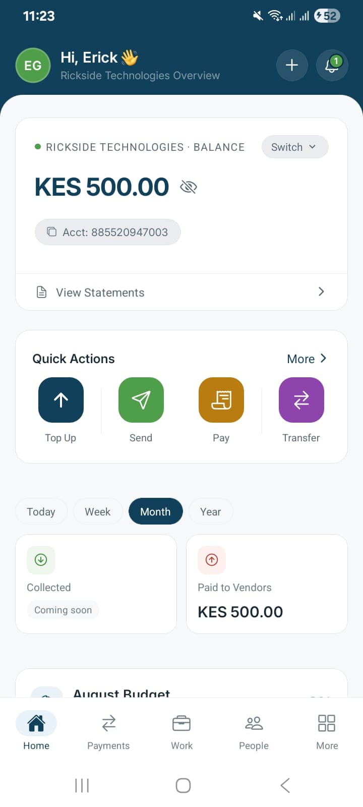 Khala Pay overview screen